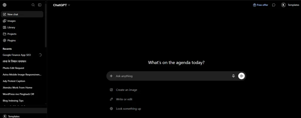 chatgpt homepage