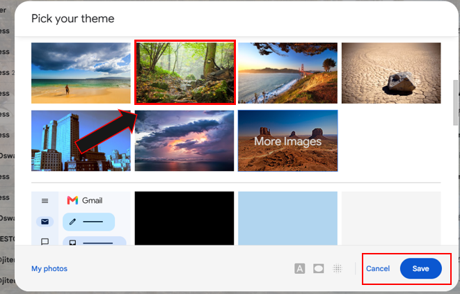 choose google gmail theme