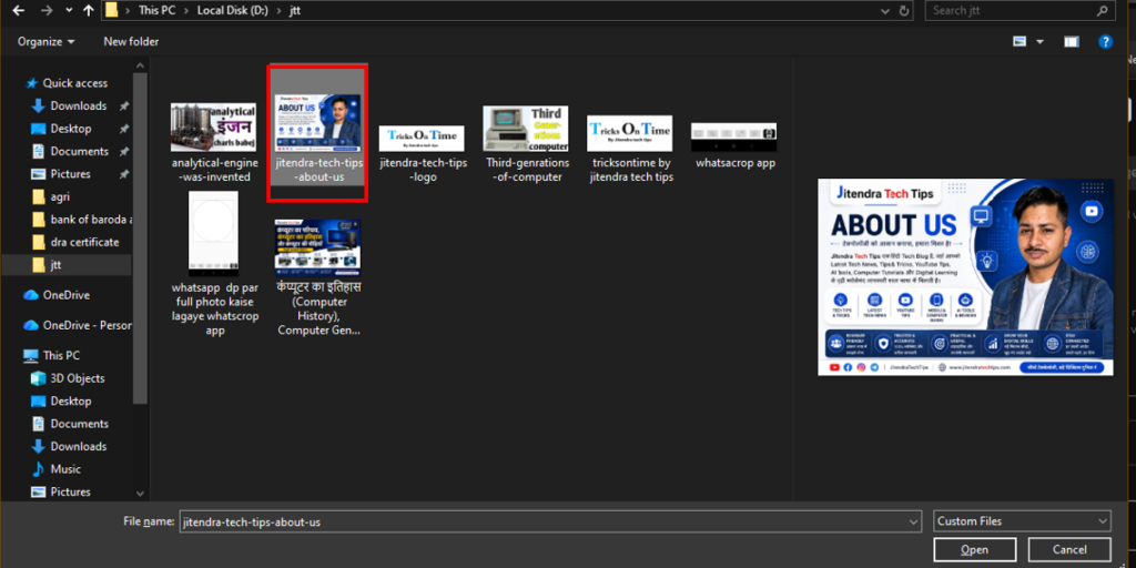 choose your custom thumbnail