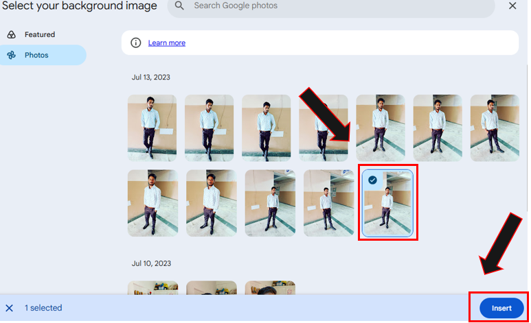 choose your photo for gmail background