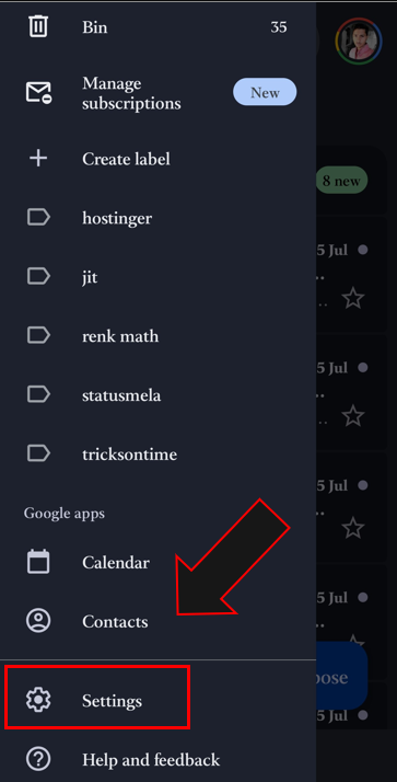 gmail app settings