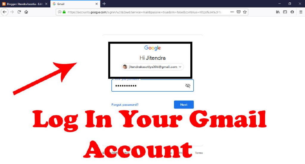 login in google gmail account