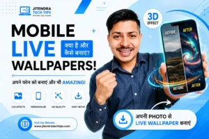 My Photo 3D Live Wallpaper feature image showing a smartphone with 3D live wallpaper effect, before and after wallpaper